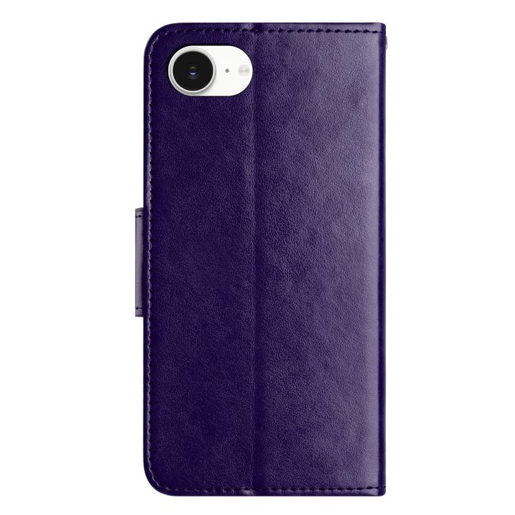 For iPhone 16e Butterfly Flower Pattern Flip Leather Phone Case(Dark Purple) - iPhone 16e Cases by PMC TechLife | Online Shopping South Africa | PMC TechLife | Buy Now Pay Later Mobicred