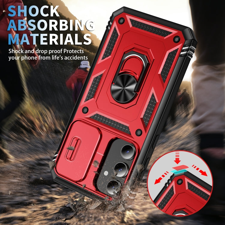 For Samsung Galaxy S23 FE 5G Sliding Camshield TPU + PC Phone Case with Holder(Red+Black) - Galaxy S23 FE 5G Cases by PMC TechLife | Online Shopping South Africa | PMC TechLife