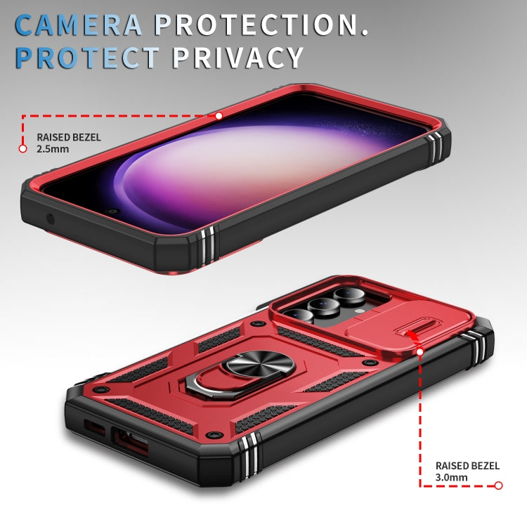 For Samsung Galaxy S23 FE 5G Sliding Camshield TPU + PC Phone Case with Holder(Red+Black) - Galaxy S23 FE 5G Cases by PMC TechLife | Online Shopping South Africa | PMC TechLife