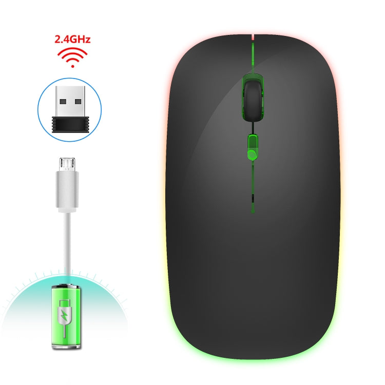 HXSJ M40 2.4GHZ 800,1200,1600dpi Third Gear Adjustment Colorful Wireless Mouse USB Rechargeable(Black) - free shipping - PMC TechLife - Order now!