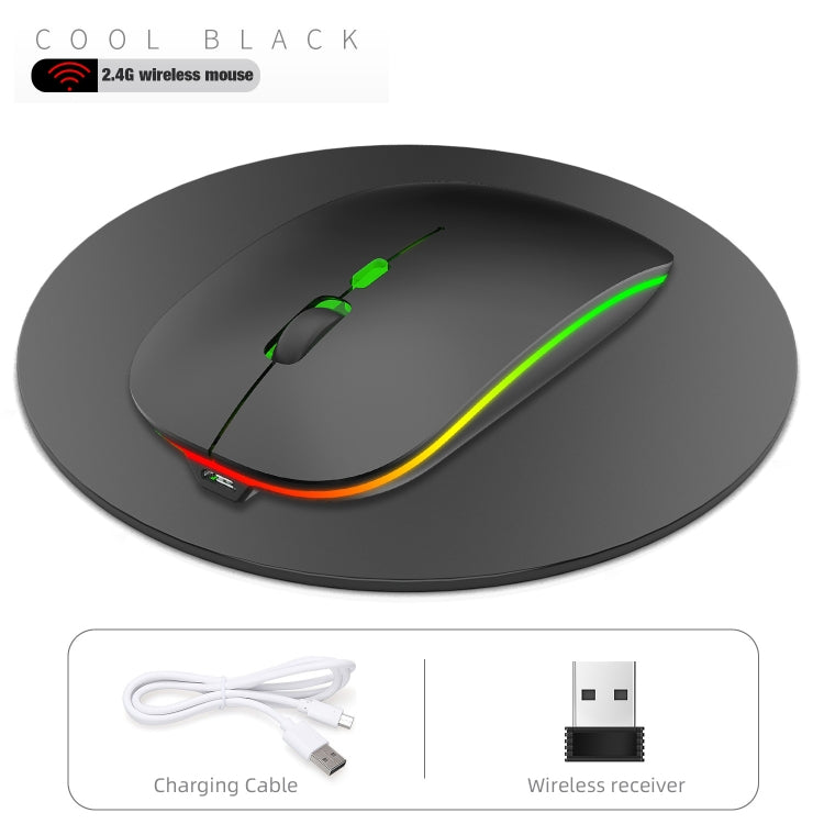 HXSJ M40 2.4GHZ 800,1200,1600dpi Third Gear Adjustment Colorful Wireless Mouse USB Rechargeable(Black) - free shipping - PMC TechLife - Order now!