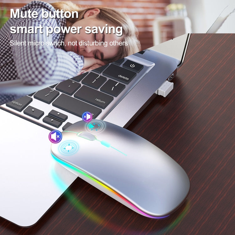 HXSJ M40 2.4GHZ 800,1200,1600dpi Third Gear Adjustment Colorful Wireless Mouse USB Rechargeable(Silver) - free shipping - PMC TechLife - Order now!