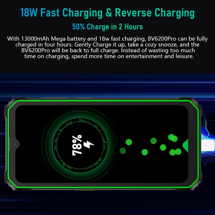 Blackview BV6200 Pro, 6GB+128GB, IP68/IP69K/MIL-STD-810H, 6.56 inch Android 13 MediaTek Helio P35 Octa Core, Network: 4G, OTG(Black) - free shipping - PMC TechLife - Order now!