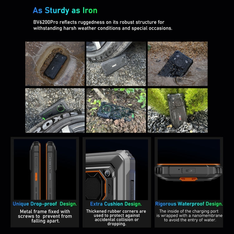 Blackview BV6200 Pro, 6GB+128GB, IP68/IP69K/MIL-STD-810H, 6.56 inch Android 13 MediaTek Helio P35 Octa Core, Network: 4G, OTG(Black) - free shipping - PMC TechLife - Order now!