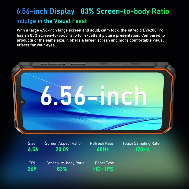 Blackview BV6200 Pro, 6GB+128GB, IP68/IP69K/MIL-STD-810H, 6.56 inch Android 13 MediaTek Helio P35 Octa Core, Network: 4G, OTG(Orange) - free shipping - PMC TechLife - Order now!