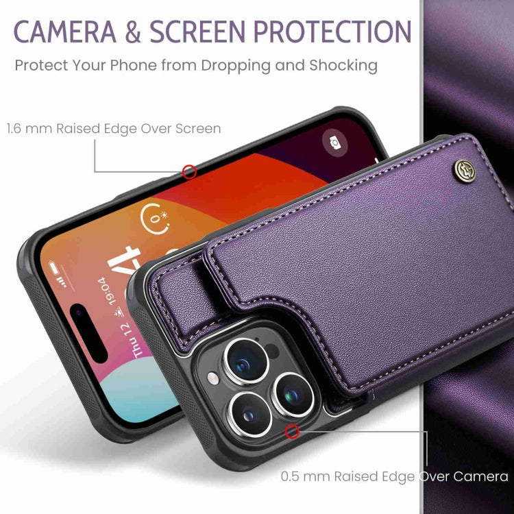 For iPhone 15 Pro CaseMe C22 Card Slots Holder RFID Anti-theft Phone Case(Purple) - free shipping - PMC Jewellery - Order now!