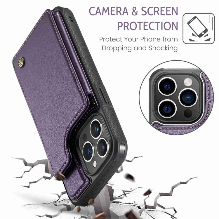 For iPhone 15 Pro CaseMe C22 Card Slots Holder RFID Anti-theft Phone Case(Purple) - free shipping - PMC Jewellery - Order now!