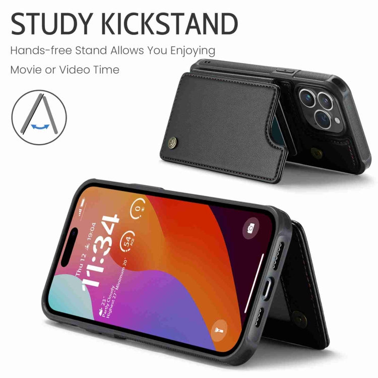 For iPhone 15 Pro CaseMe C22 Card Slots Holder RFID Anti-theft Phone Case(Black) - free shipping - PMC Jewellery - Order now!