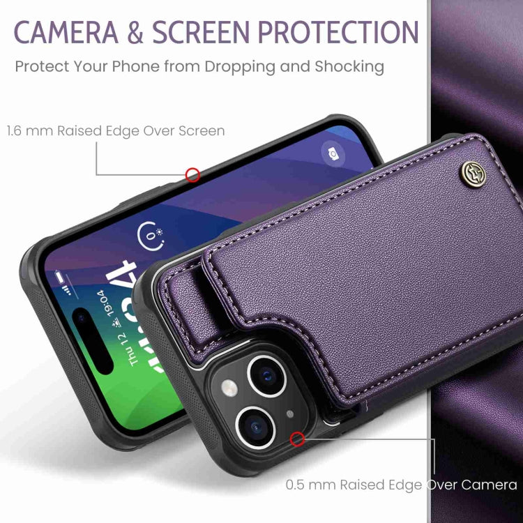 For iPhone 15 CaseMe C22 Card Slots Holder RFID Anti-theft Phone Case(Purple) - free shipping - PMC Jewellery - Order now!