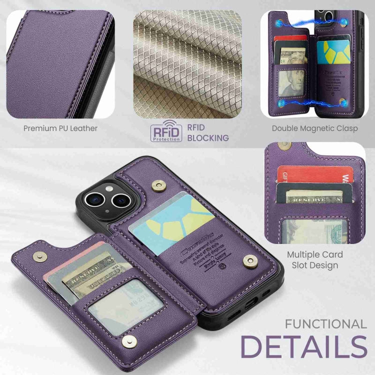 For iPhone 15 CaseMe C22 Card Slots Holder RFID Anti-theft Phone Case(Purple) - free shipping - PMC Jewellery - Order now!