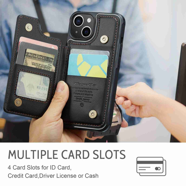 For iPhone 15 CaseMe C22 Card Slots Holder RFID Anti-theft Phone Case(Black) - free shipping - PMC Jewellery - Order now!