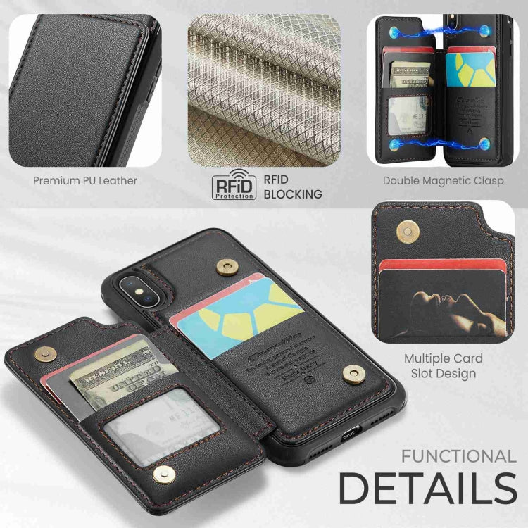 For iPhone XS / X CaseMe C22 Card Slots Holder RFID Anti-theft Phone Case(Black) - free shipping - PMC Jewellery - Order now!