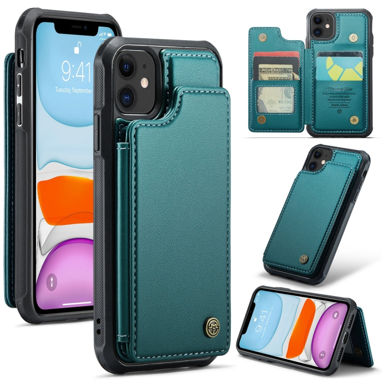 For iPhone 11 CaseMe C22 Card Slots Holder RFID Anti-theft Phone Case(Blue Green) - free shipping - PMC Jewellery - Order now!