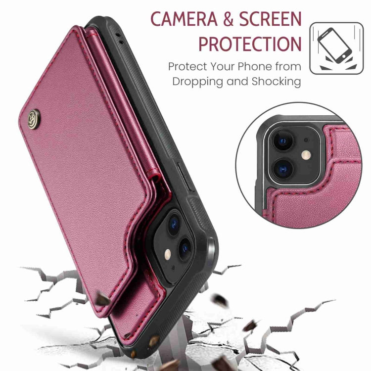 For iPhone 11 CaseMe C22 Card Slots Holder RFID Anti-theft Phone Case(Wine Red) - free shipping - PMC Jewellery - Order now!