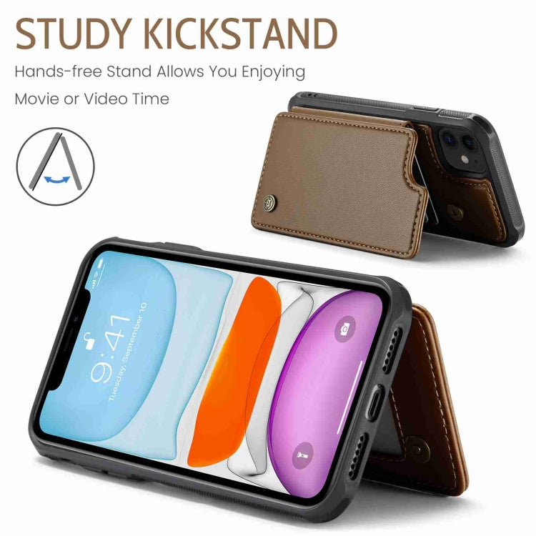 For iPhone 11 CaseMe C22 Card Slots Holder RFID Anti-theft Phone Case(Brown) - free shipping - PMC Jewellery - Order now!