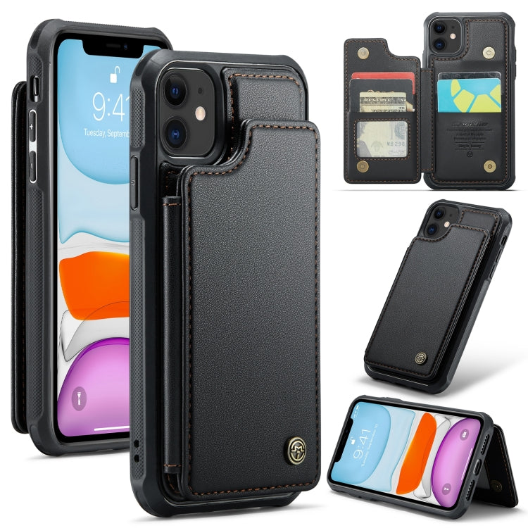 For iPhone 11 CaseMe C22 Card Slots Holder RFID Anti-theft Phone Case(Black) - free shipping - PMC Jewellery - Order now!