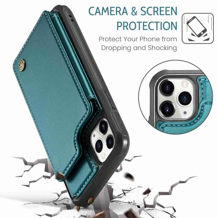 For iPhone 11 Pro CaseMe C22 Card Slots Holder RFID Anti-theft Phone Case(Blue Green) - free shipping - PMC Jewellery - Order now!