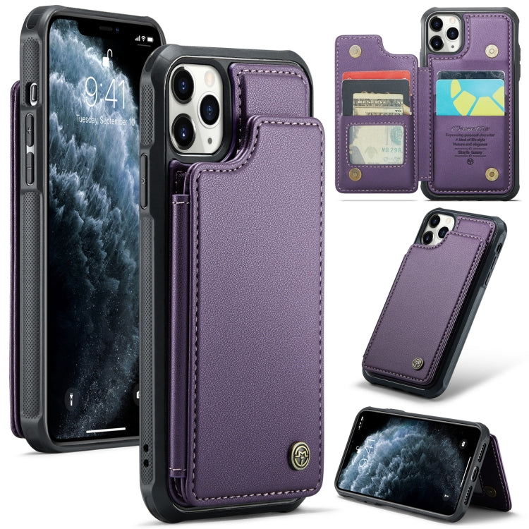 For iPhone 11 Pro CaseMe C22 Card Slots Holder RFID Anti-theft Phone Case(Purple) - free shipping - PMC Jewellery - Order now!