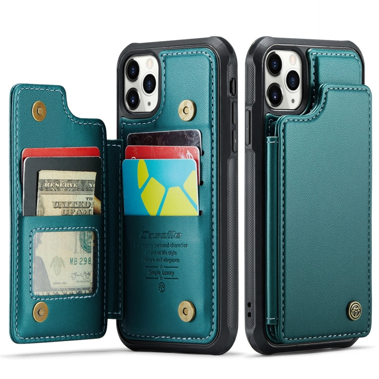 For iPhone 11 Pro Max CaseMe C22 Card Slots Holder RFID Anti-theft Phone Case(Blue Green) - free shipping - PMC Jewellery - Order now!
