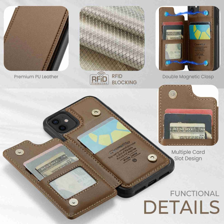 For iPhone 12 / 12 Pro CaseMe C22 Card Slots Holder RFID Anti-theft Phone Case(Brown) - free shipping - PMC Jewellery - Order now!