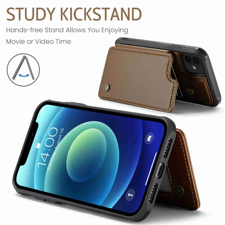 For iPhone 12 / 12 Pro CaseMe C22 Card Slots Holder RFID Anti-theft Phone Case(Brown) - free shipping - PMC Jewellery - Order now!
