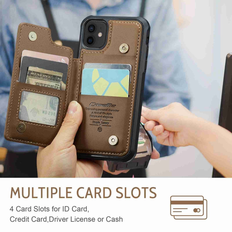 For iPhone 12 / 12 Pro CaseMe C22 Card Slots Holder RFID Anti-theft Phone Case(Brown) - free shipping - PMC Jewellery - Order now!