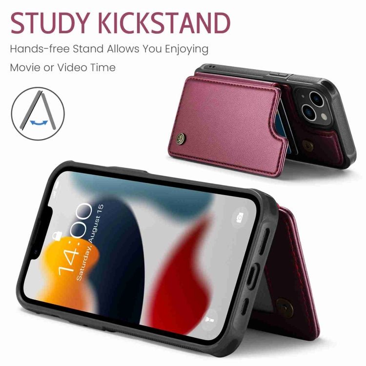 For iPhone 13 CaseMe C22 Card Slots Holder RFID Anti-theft Phone Case(Wine Red) - free shipping - PMC Jewellery - Order now!