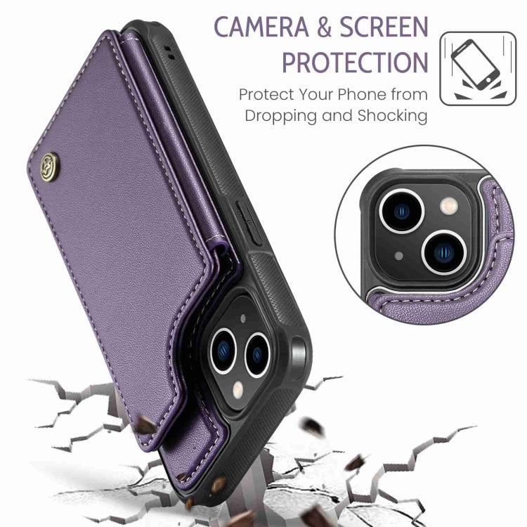 For iPhone 14 CaseMe C22 Card Slots Holder RFID Anti-theft Phone Case(Purple) - free shipping - PMC Jewellery - Order now!