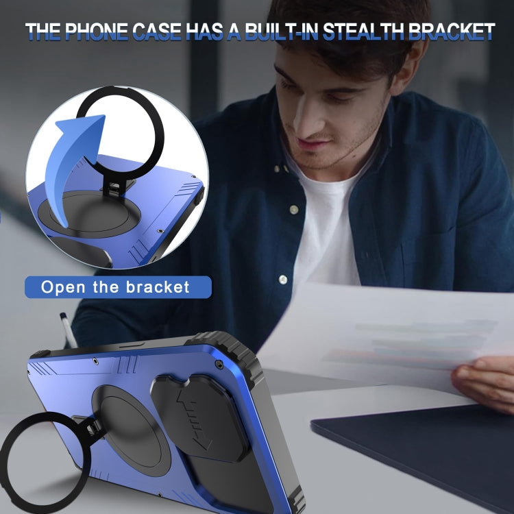 For iPhone 15 Pro Max Camera Shield MagSafe Holder Life Waterproof Phone Case(Blue) - iPhone 15 Pro Max Cases by PMC TechLife | Online Shopping South Africa | PMC TechLife