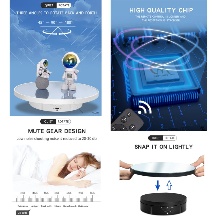 22cm Mirror Electric Rotating Display Stand Live Video Shooting Props Turntable Regular Version(White) - free shipping - PMC TechLife - Order now!