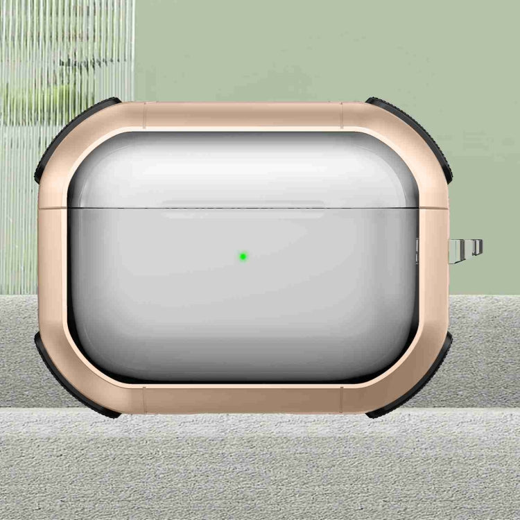 For AirPods Pro 2 Thunder Transparent Armor Wireless Earphones Protective Case(Gold) - For AirPods Pro 2 by PMC Jewellery | Online Shopping South Africa | PMC Jewellery | Buy Now Pay Later Mobicred