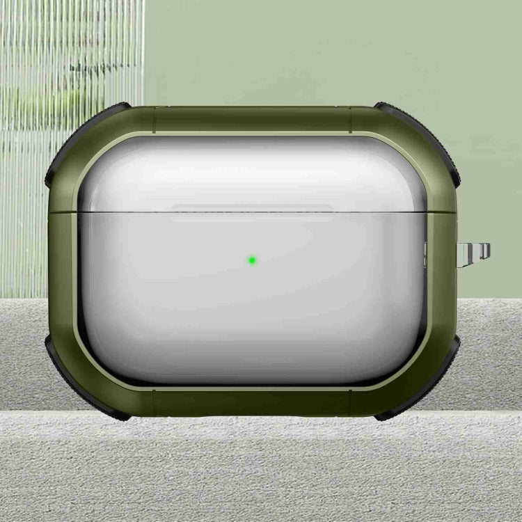 For AirPods Pro 2 Thunder Transparent Armor Wireless Earphones Protective Case(Army Green) - For AirPods Pro 2 by PMC Jewellery | Online Shopping South Africa | PMC Jewellery | Buy Now Pay Later Mobicred