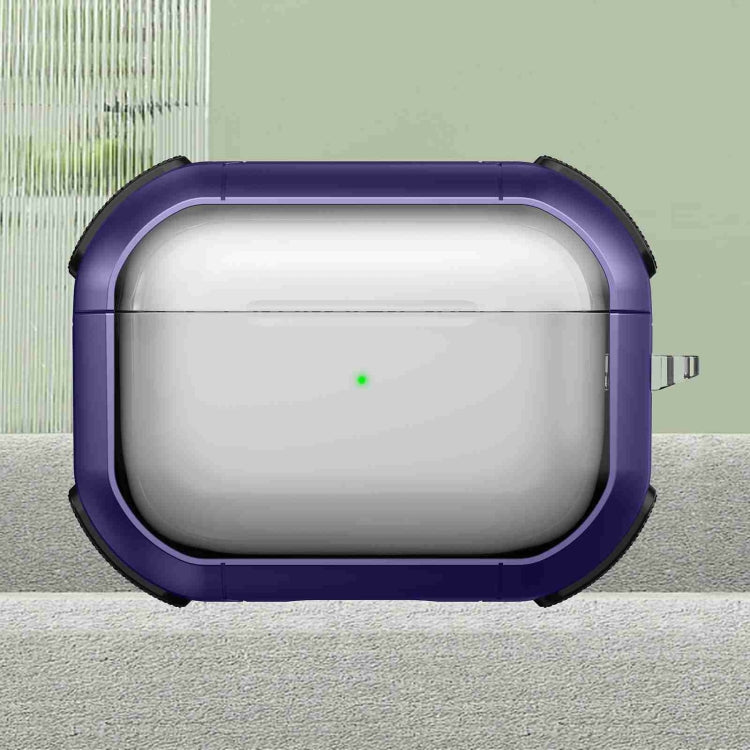 For AirPods Pro 2 Thunder Transparent Armor Wireless Earphones Protective Case(Purple) - For AirPods Pro 2 by PMC Jewellery | Online Shopping South Africa | PMC Jewellery | Buy Now Pay Later Mobicred