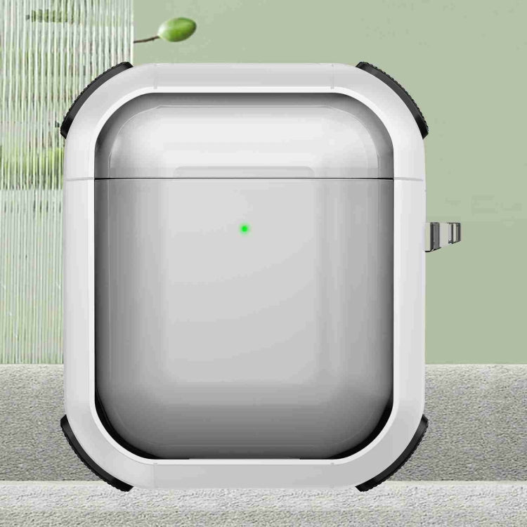 For AirPods 2 / 1 Thunder Transparent Armor Wireless Earphones Protective Case(White) - For AirPods 1/2 by PMC Jewellery | Online Shopping South Africa | PMC Jewellery | Buy Now Pay Later Mobicred
