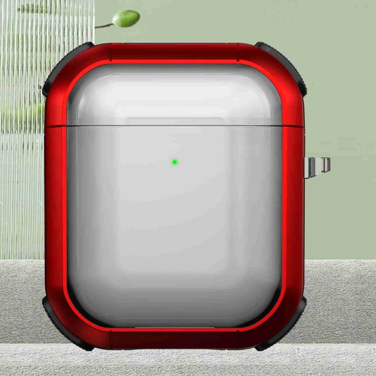 For AirPods 2 / 1 Thunder Transparent Armor Wireless Earphones Protective Case(Red) - For AirPods 1/2 by PMC Jewellery | Online Shopping South Africa | PMC Jewellery | Buy Now Pay Later Mobicred