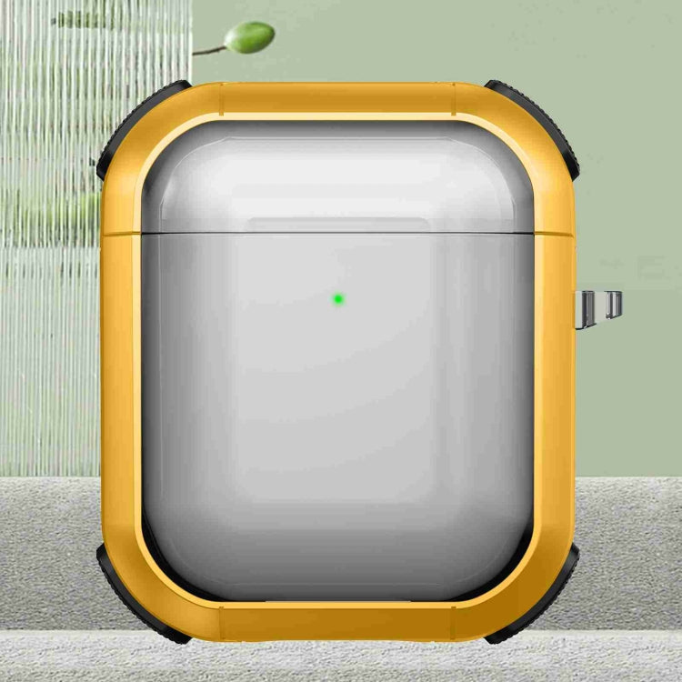For AirPods 2 / 1 Thunder Transparent Armor Wireless Earphones Protective Case(Yellow) - free shipping - PMC Jewellery - Order now!