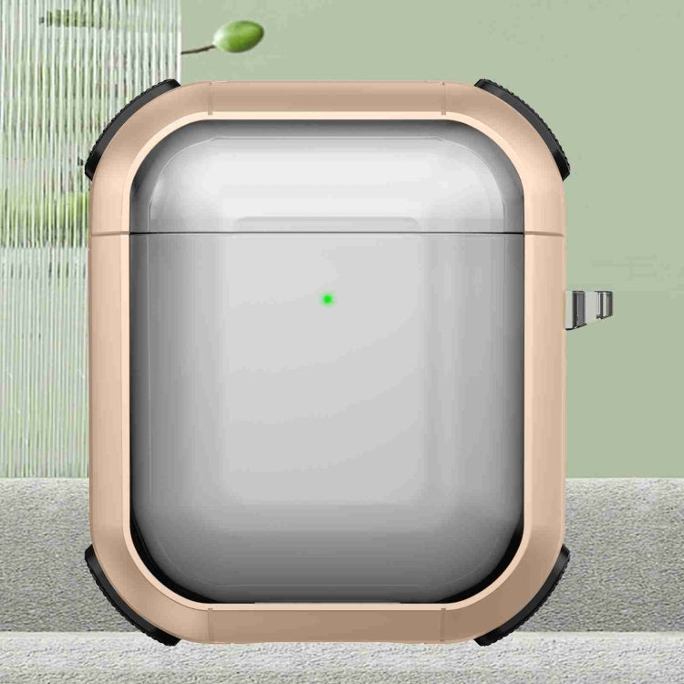 For AirPods 2 / 1 Thunder Transparent Armor Wireless Earphones Protective Case(Gold) - For AirPods 1/2 by PMC Jewellery | Online Shopping South Africa | PMC Jewellery | Buy Now Pay Later Mobicred