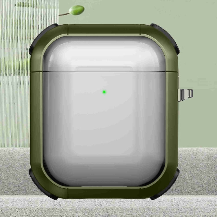 For AirPods 2 / 1 Thunder Transparent Armor Wireless Earphones Protective Case(Army Green) - For AirPods 1/2 by PMC Jewellery | Online Shopping South Africa | PMC Jewellery | Buy Now Pay Later Mobicred