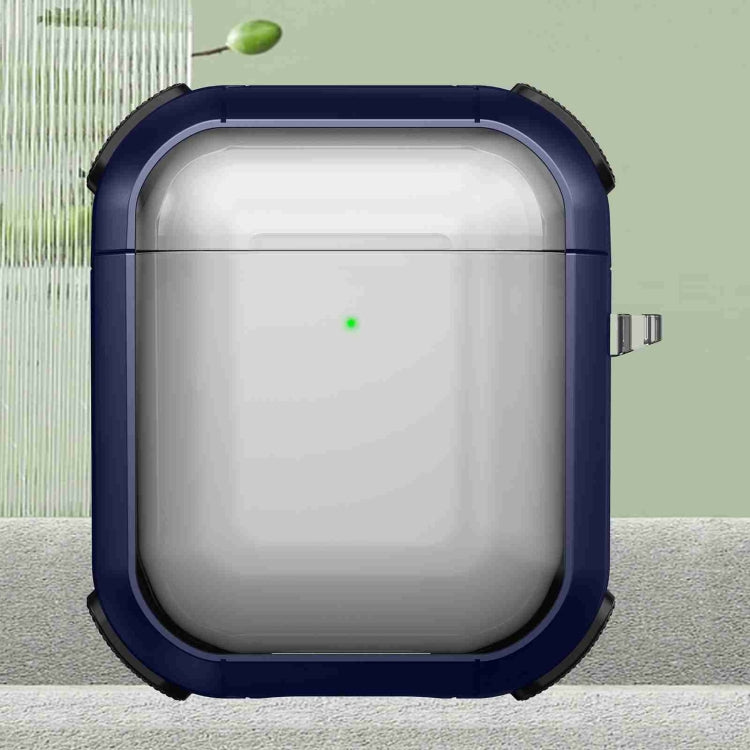 For AirPods 2 / 1 Thunder Transparent Armor Wireless Earphones Protective Case(Blue) - For AirPods 1/2 by PMC Jewellery | Online Shopping South Africa | PMC Jewellery | Buy Now Pay Later Mobicred