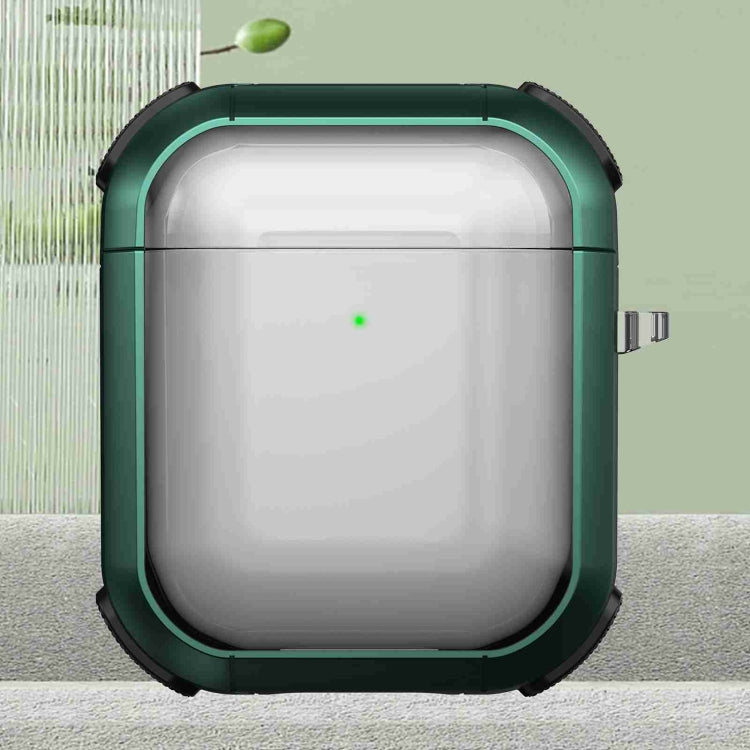 For AirPods 2 / 1 Thunder Transparent Armor Wireless Earphones Protective Case(Green) - For AirPods 1/2 by PMC Jewellery | Online Shopping South Africa | PMC Jewellery | Buy Now Pay Later Mobicred