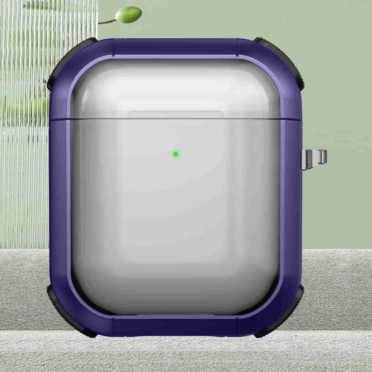 For AirPods 2 / 1 Thunder Transparent Armor Wireless Earphones Protective Case(Purple) - For AirPods 1/2 by PMC Jewellery | Online Shopping South Africa | PMC Jewellery | Buy Now Pay Later Mobicred