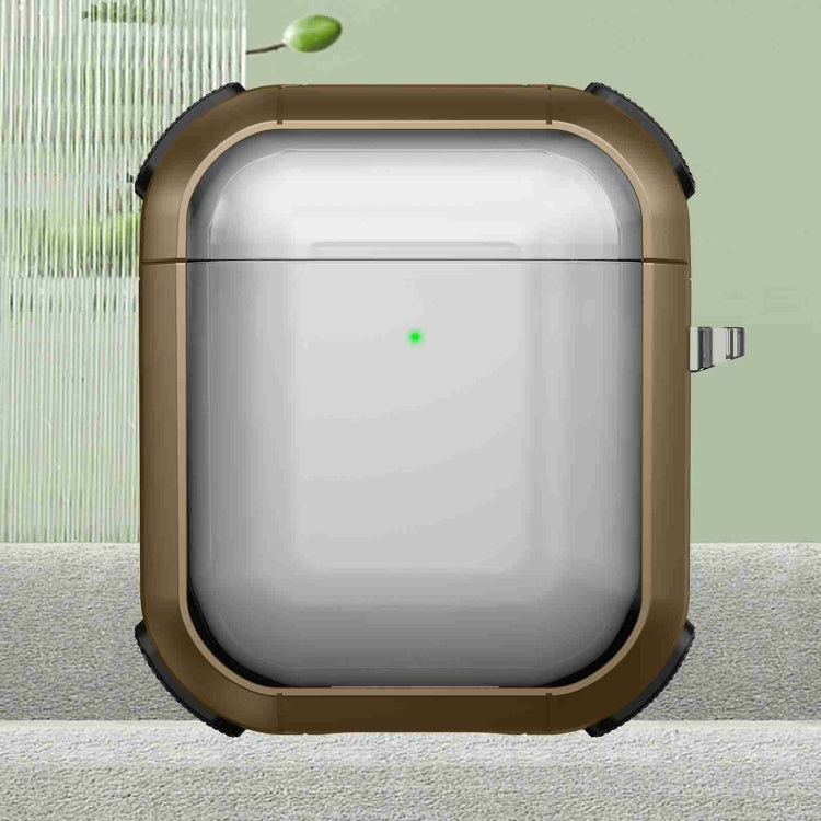 For AirPods 2 / 1 Thunder Transparent Armor Wireless Earphones Protective Case(Brown) - For AirPods 1/2 by PMC Jewellery | Online Shopping South Africa | PMC Jewellery | Buy Now Pay Later Mobicred