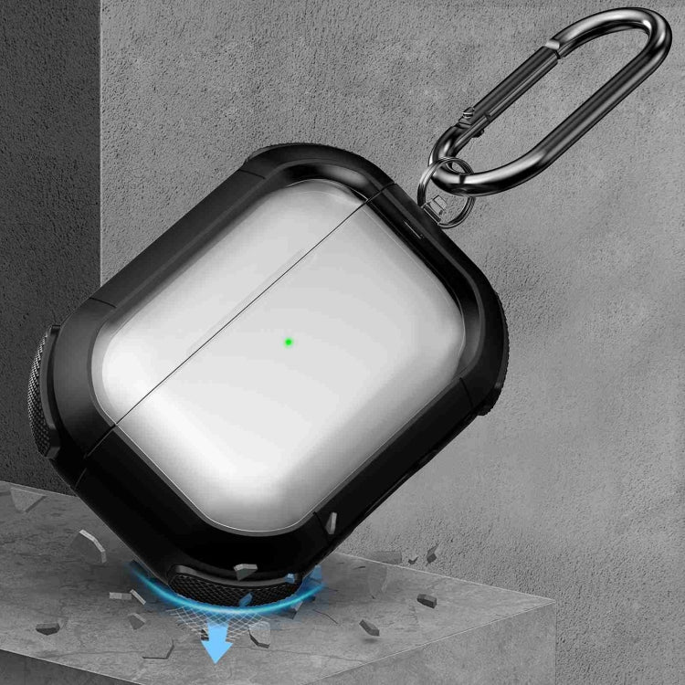 For AirPods Pro 2 Thunder Transparent Armor Wireless Earphones Protective Case(Black) - For AirPods Pro 2 by PMC Jewellery | Online Shopping South Africa | PMC Jewellery | Buy Now Pay Later Mobicred
