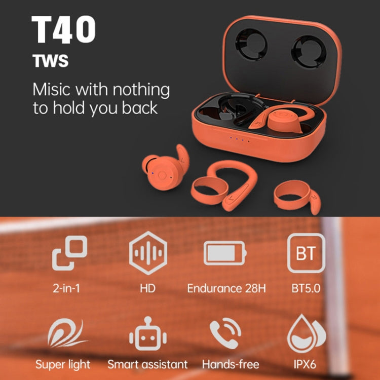 T&G T40 TWS IPX6 Waterproof Hanging Ear Wireless Bluetooth Earphones with Charging Box(Black) - free shipping - PMC Jewellery - Order now!