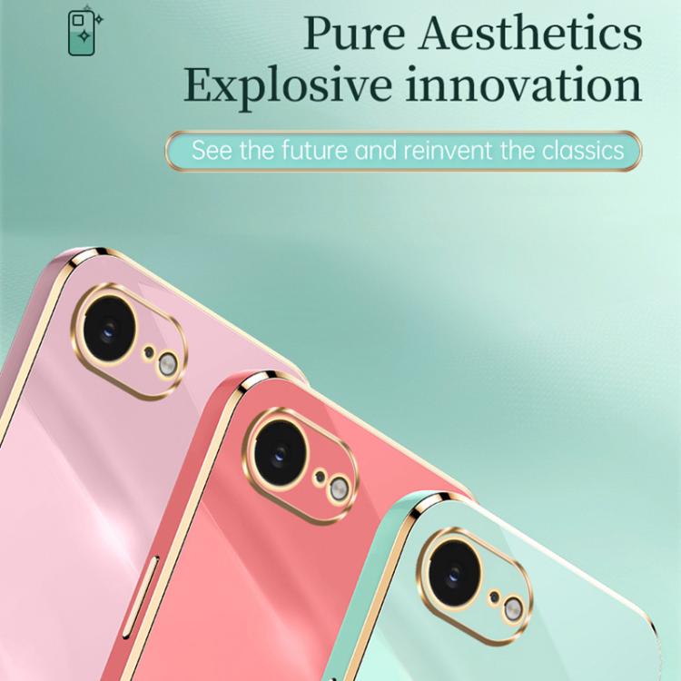 For iPhone 16e XINLI Straight Edge 6D Electroplate TPU Phone Case(Pink) - free shipping - PMc TechLife - Order now!