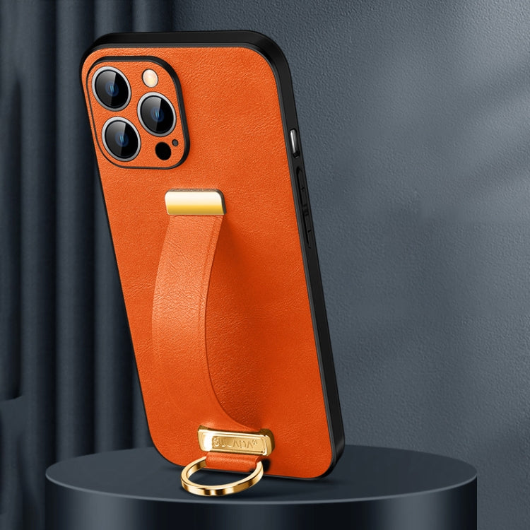 For iPhone 16 Pro SULADA Tide Cool Series PC + Leather Texture Skin Feel Phone Case(Orange) - free shipping - PMC Jewellery - Order now!