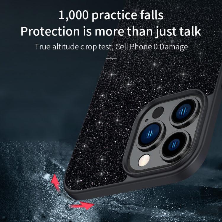 For iPhone 16 SULADA Glittery PC Hybrid TPU Handmade Leather Phone Case(Black) - free shipping - PMC Jewellery - Order now!