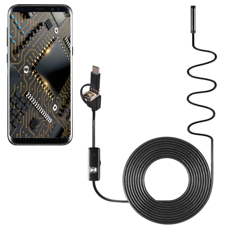 AN100 3 in 1 IP67 Waterproof USB-C / Type-C + Micro USB + USB HD Endoscope Snake Tube Inspection Camera for Parts of OTG Function Android Mobile Phone, with 6 LEDs, Lens Diameter:5.5mm(Length: 3.5m) -  by PMC TechLife | Online Shopping South Africa | PMC TechLife