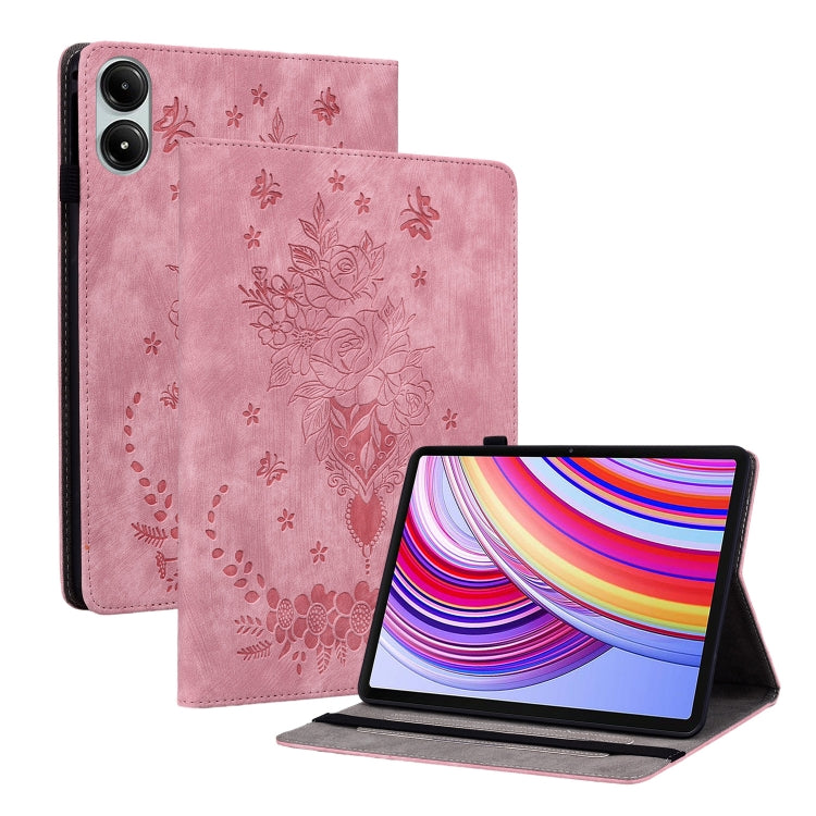 For Xiaomi Redmi Pad Pro 12.1 Butterfly Rose Embossed Leather Tablet Case(Pink) - More Tablet Cases by PMC TechLife | Online Shopping South Africa | PMC TechLife | Buy Now Pay Later Mobicred