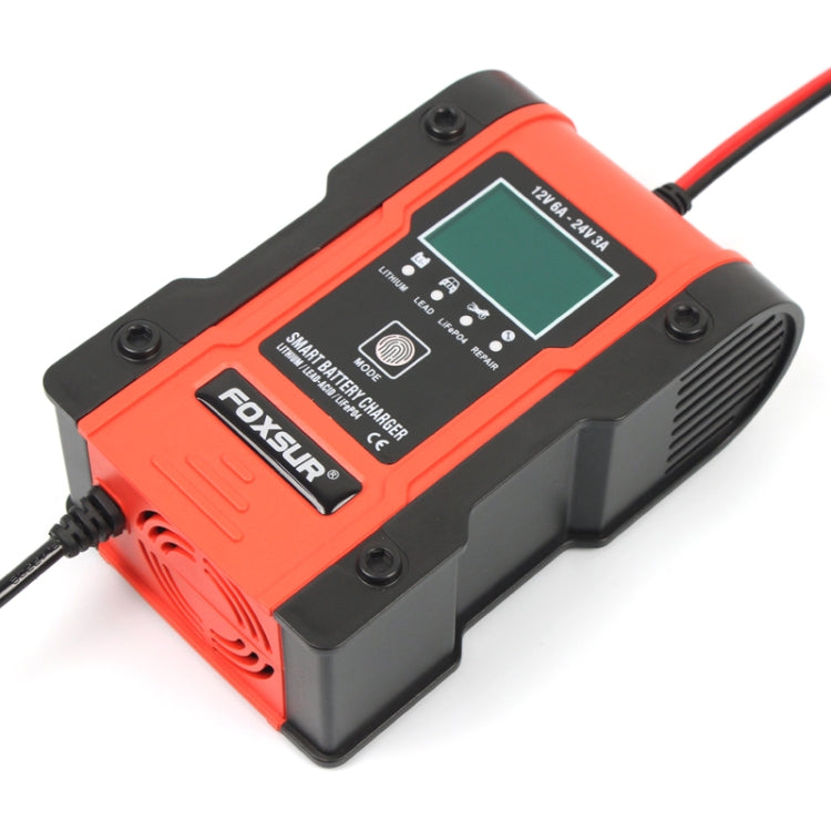 FOXSUR 12V-24V Car Motorcycle Repair Battery Charger AGM Charger Color:Red(UK Plug) - Battery Charger by FOXSUR | Online Shopping South Africa | PMC TechLife | Buy Now Pay Later Mobicred